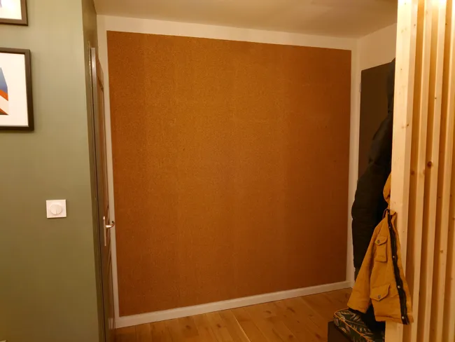 Step 2: cork glued to the panels